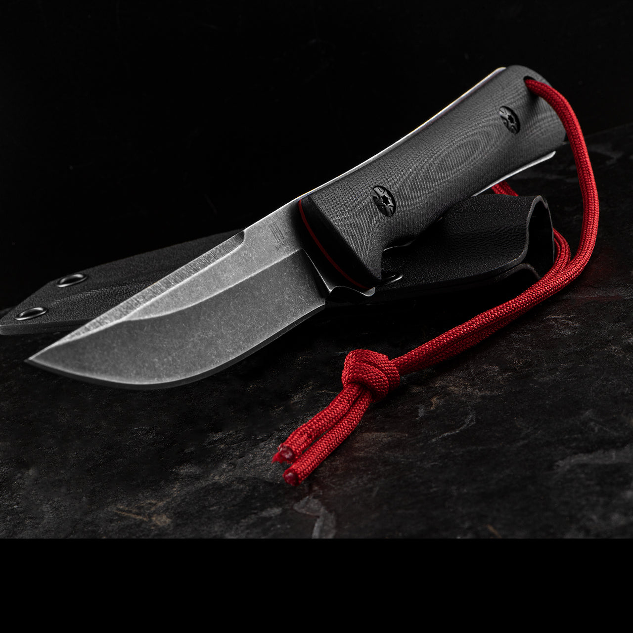 Rough Rider 1821 Fixed Black Stonewash Blade Knife with Black G10 Handle and Kydex Sheath
