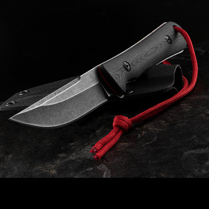 Rough Rider 1821 Fixed Black Stonewash Blade Knife with Black G10 Handle and Kydex Sheath
