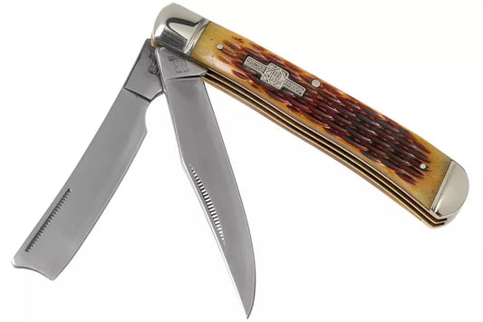 Rough Ryder Razor Trapper Amber Bone RR072 slipjoint pocket knife
