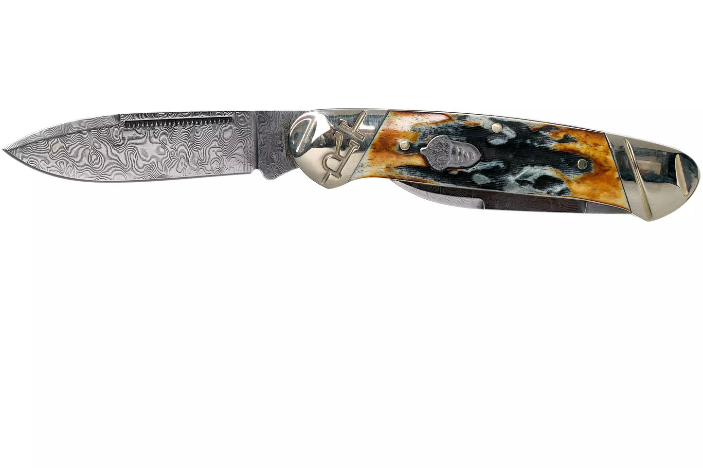 Rough Ryder Canoe Cinnamon Stag RR2156 Damascus slipjoint pocket knife
