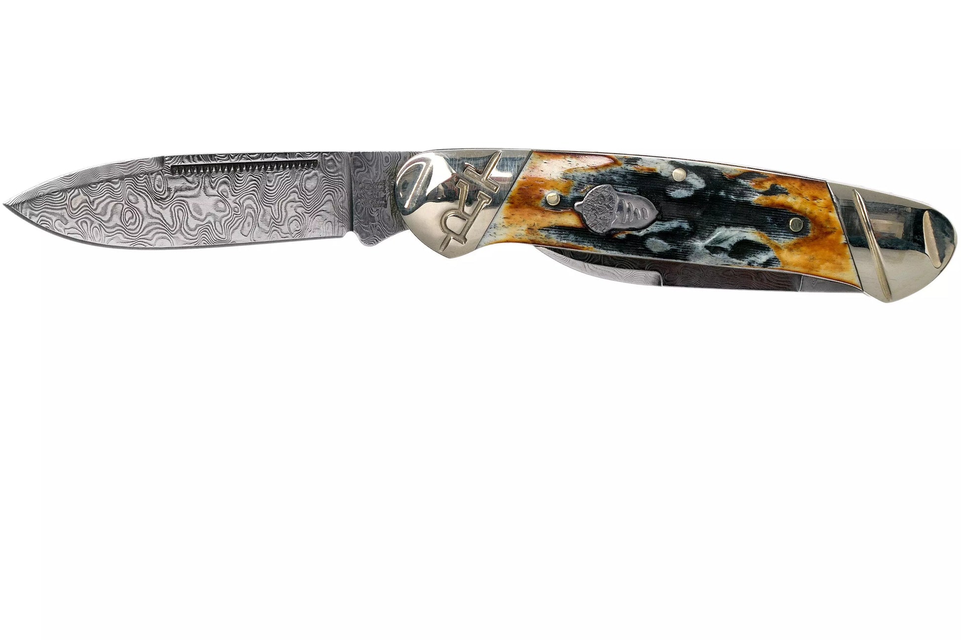 Rough Ryder Canoe Cinnamon Stag RR2156 Damascus slipjoint pocket knife
