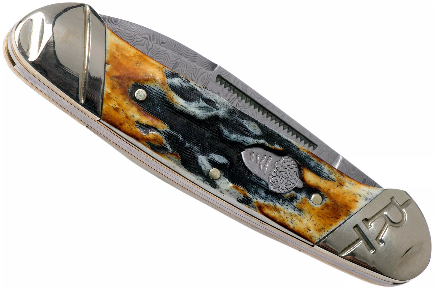 Rough Ryder Canoe Cinnamon Stag RR2156 Damascus slipjoint pocket knife
