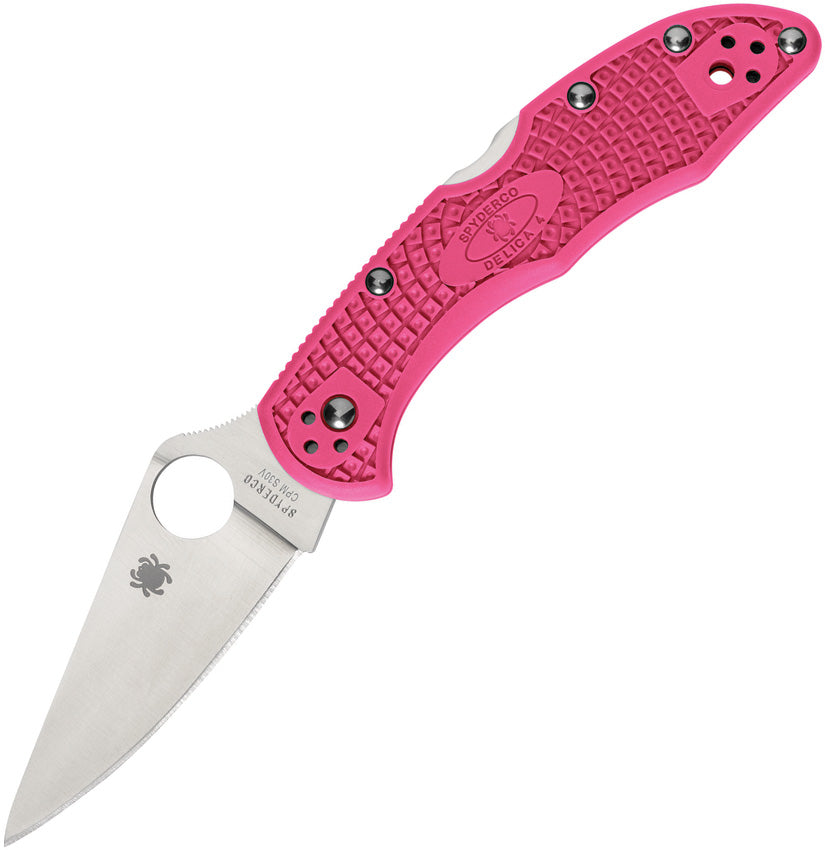 Spyderco Pink Heals Delica C11FPPNS30V Lockback - CPM S30V blade, Pink bi-directional texture FRN - Buy at Mjoutdoorsgear UK