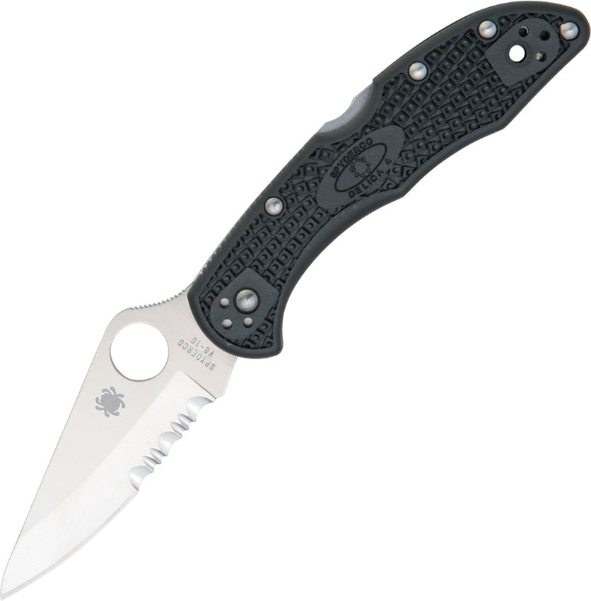 Spyderco Delica 4 Black C11PSBK Lockback - VG-10 blade, Black textured FRN - Buy at Mjoutdoorsgear UK