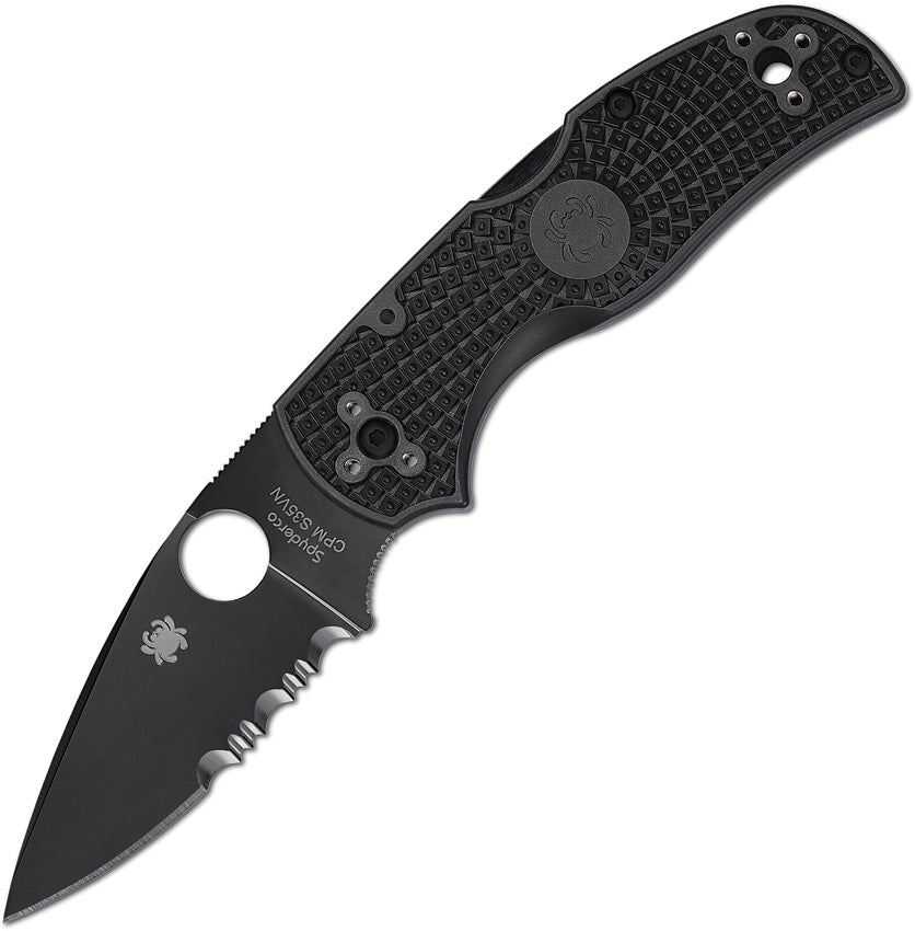 Spyderco Native 5 Lockback Black Serr C41PSBBK5 by Spyderco - Premium Folding Knife for Sale in UK