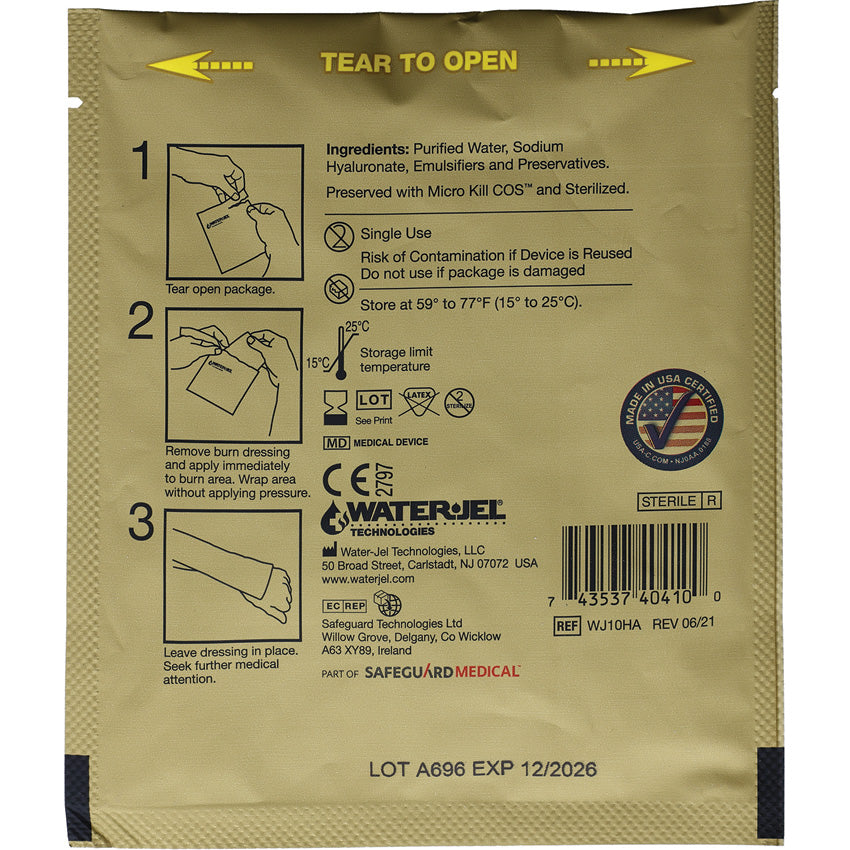 Water Jel Military Burn Dressing 4 in x 4 in - first aid equipment - image 2