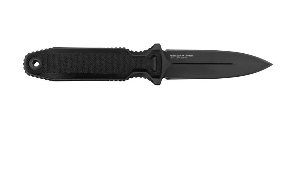 SOG 17610157 Pentagon FX Covert Black TiNi Fixed Blade Knife Black Handles
