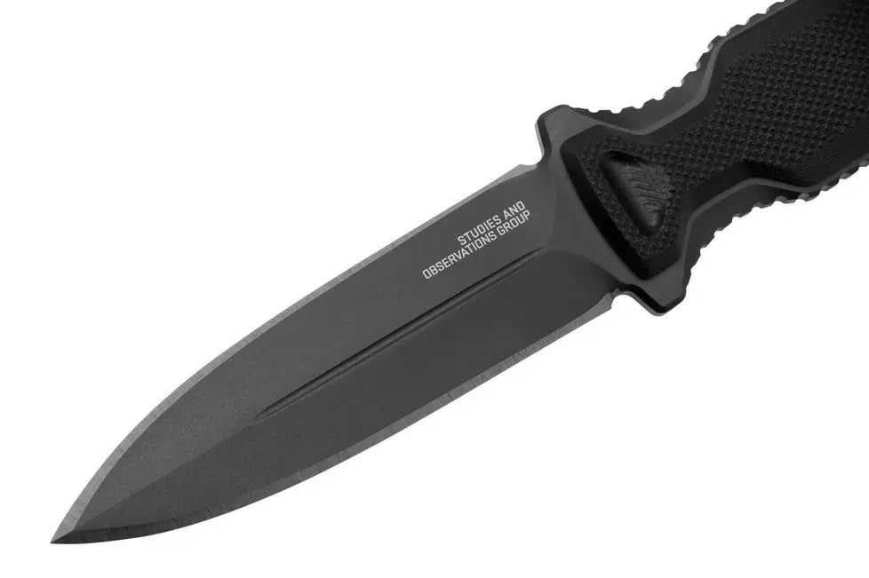 SOG 17610157 Pentagon FX Covert Black TiNi Fixed Blade Knife Black Handles
