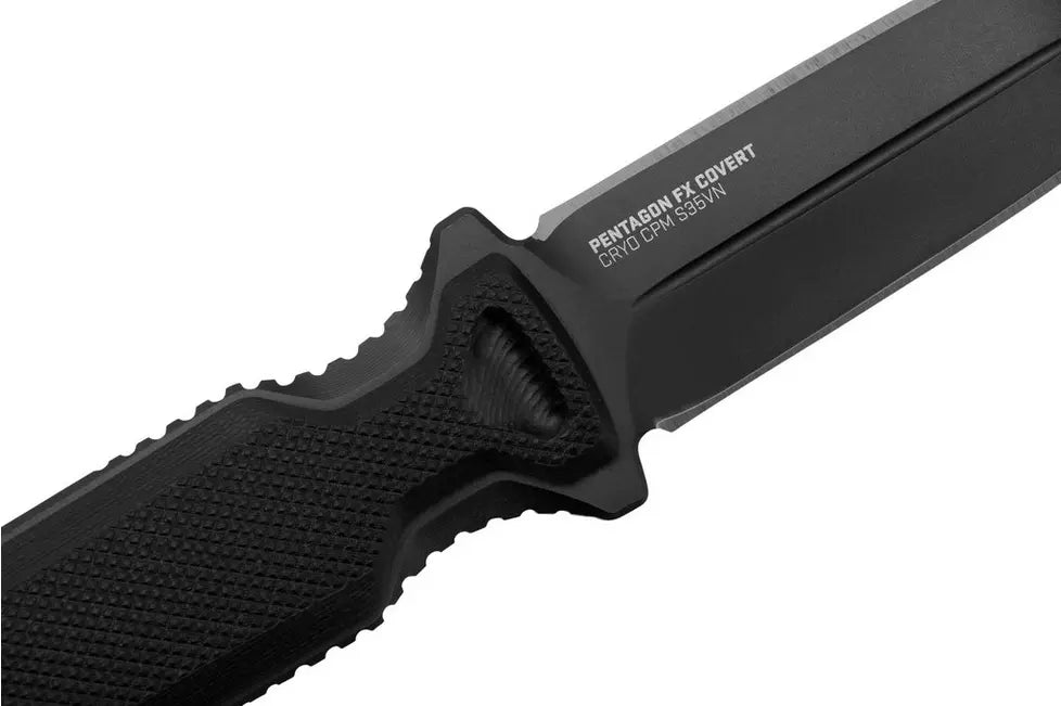 SOG 17610157 Pentagon FX Covert Black TiNi Fixed Blade Knife Black Handles
