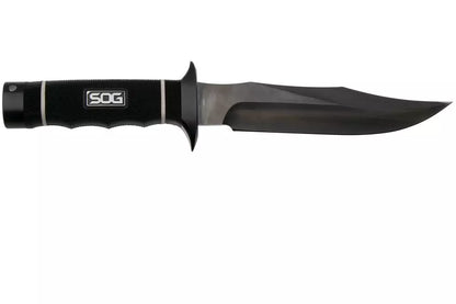 SOG S10BK Tech Bowie Black Fixed Blade Knife Black Handles
