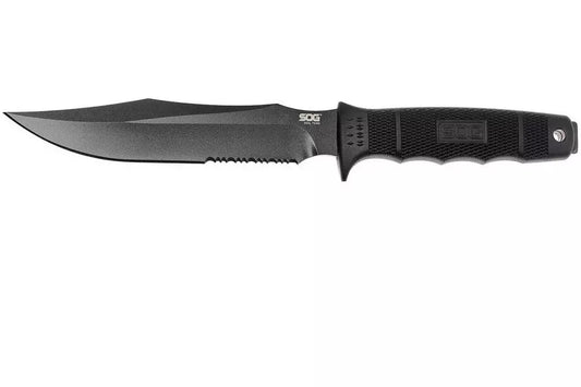 SOG M37K Seal Pup Kydex Sheath Serrated Grey Fixed Blade Knife Black Handles
