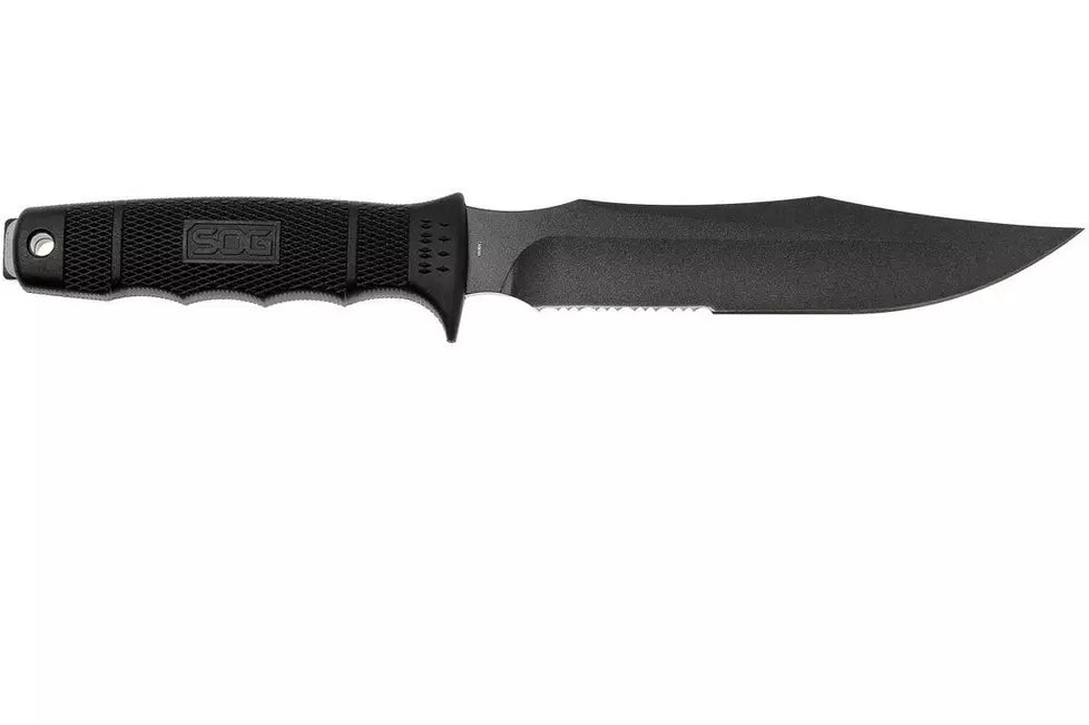 SOG M37K Seal Pup Kydex Sheath Serrated Grey Fixed Blade Knife Black Handles
