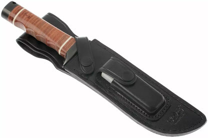 SOG S1TL Bowie 20 Black Fixed Blade Knife Stacked Leather Handles
