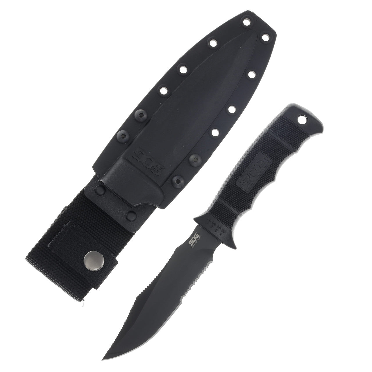 SOG E37TK SEAL Pup Elite Serrated Black Fixed Blade Knife Zytel Handles
