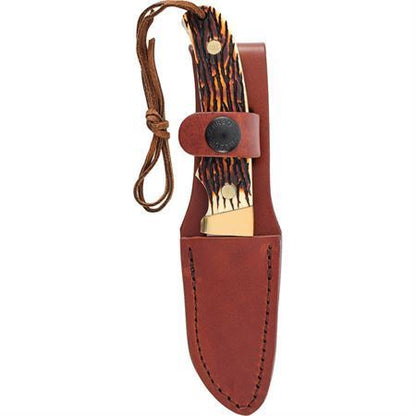 Schrade PH2N Uncle Henry Pro Hunter Mini Standard Edge Stainless Drop Point Blade Knife with Staglon Handles