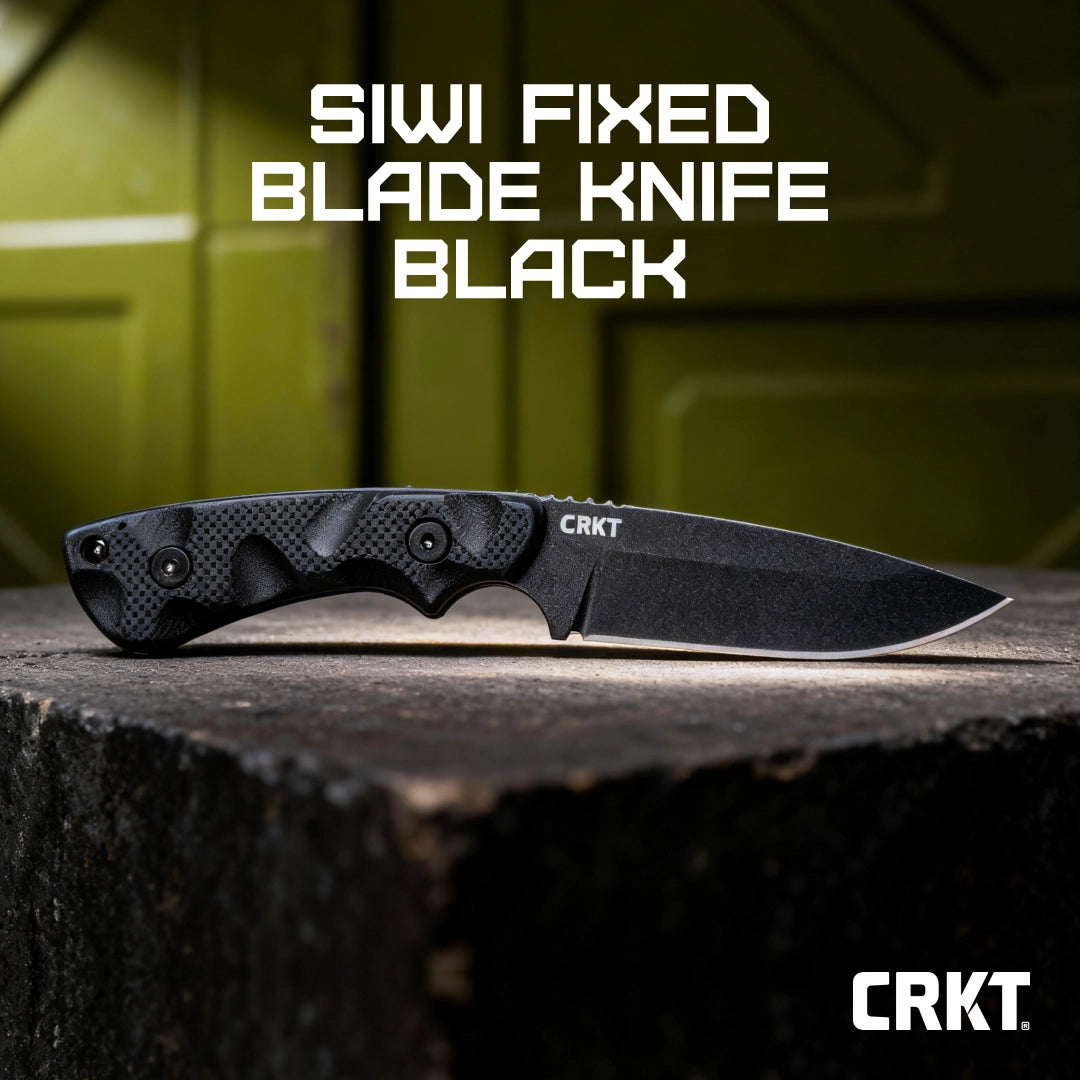 CRKT Siwi Drop Point Fixed Blade Knife Black G-10 (3.34" Black) 2082