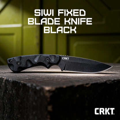 CRKT Siwi Drop Point Fixed Blade Knife Black G-10 (3.34" Black) 2082