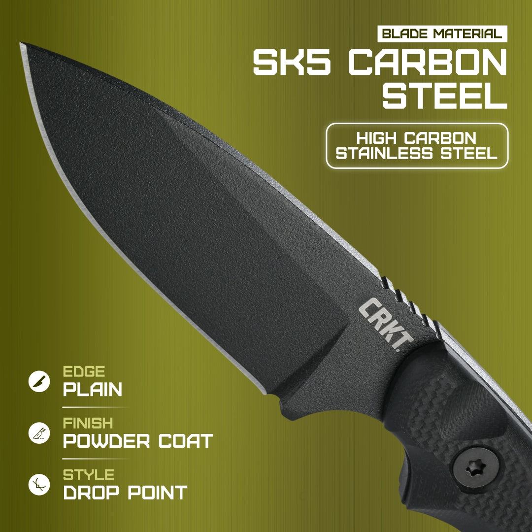 CRKT Siwi Drop Point Fixed Blade Knife Black G-10 (3.34" Black) 2082