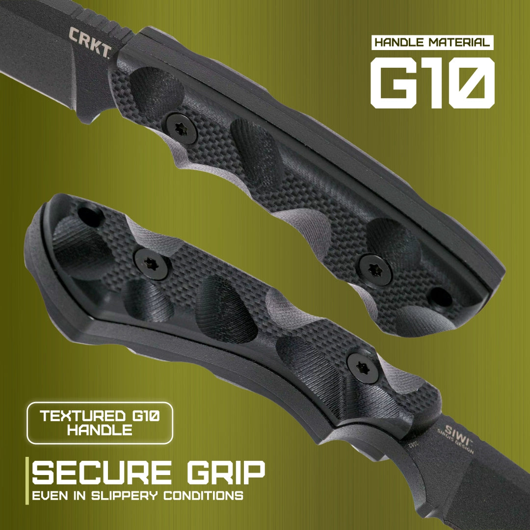 CRKT Siwi Drop Point Fixed Blade Knife Black G-10 (3.34" Black) 2082