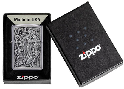 Zippo Skull and Angel Emblem Design Street Chrome™ Windproof Lighter - Made in USA - Shop now at Mjoutdoorsgear UK