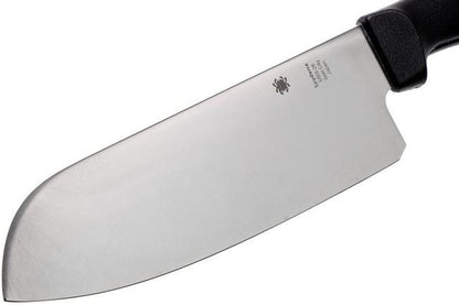 Buy Spyderco Santoku Kitchen Knife (Black) featuring 6.81" MBS-26 Stainless Steel Blade, Full-Flat Grind, Textured Polypropylene Handle. Review Spyderco Santoku