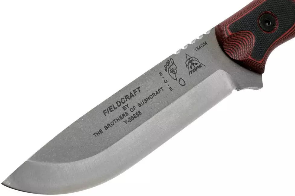 TOPS Knives B.O.B. Fieldcraft 154CM Red/Black G10 BROS-154-RB bushcraft knife
