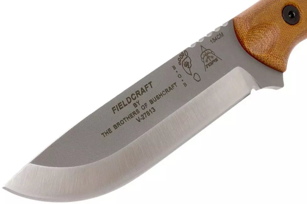 TOPS Knives B.O.B. Fieldcraft 154CM Tan Canvas Micarta BROS-154-TC
