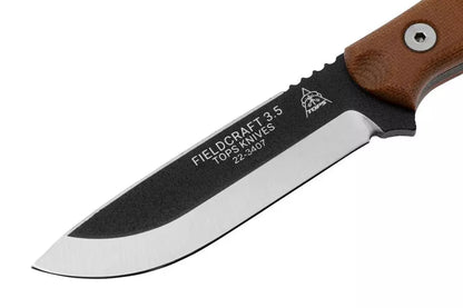 TOPS Fieldcraft 3.5 Mini BROS 90 Degree Spine, Firesteel, Brown Micarta MBROS-01-SF bushcraft knife
