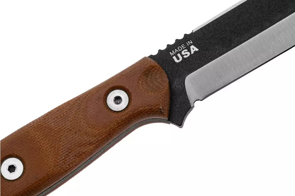 TOPS Fieldcraft 3.5 Mini BROS 90 Degree Spine, Firesteel, Brown Micarta MBROS-01-SF bushcraft knife
