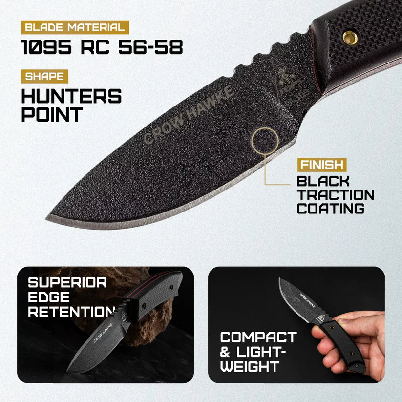 TOPS Crow Hawke CRH-01 – Tactical Mini Fixed Blade Knife for Outdoor Use
