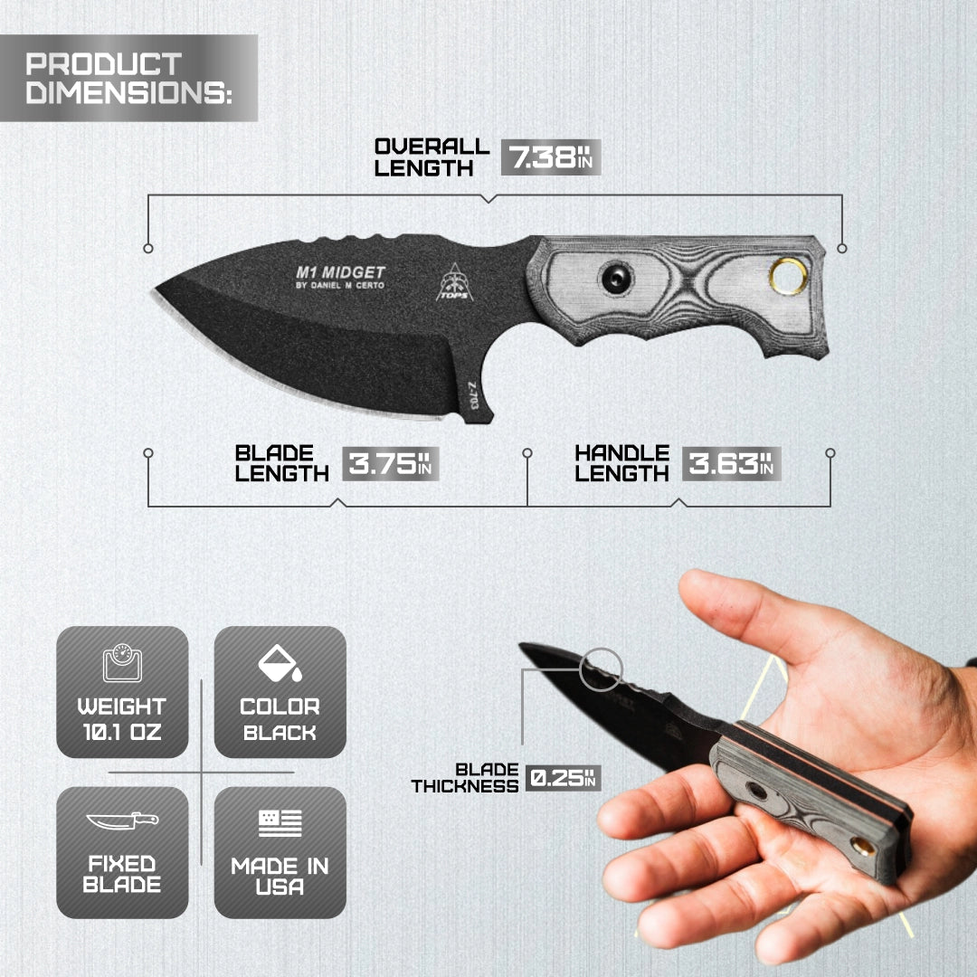 TOPS M1 Midget – Compact Fixed Blade Knife