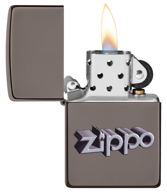 Zippo 3D Logo Design Black Ice® Windproof Lighter – Made in USA - Shop now at Mjoutdoorsgear UK