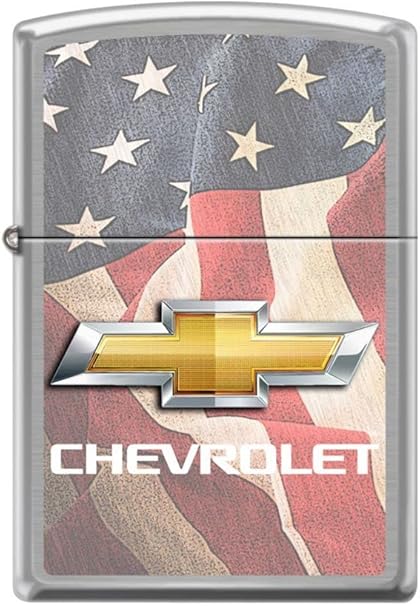 Zippo Lighter- Chevy Chevrolet American Flags USA Brushed Chrome Windproof Lighter - Shop now at Mjoutdoorsgear UK