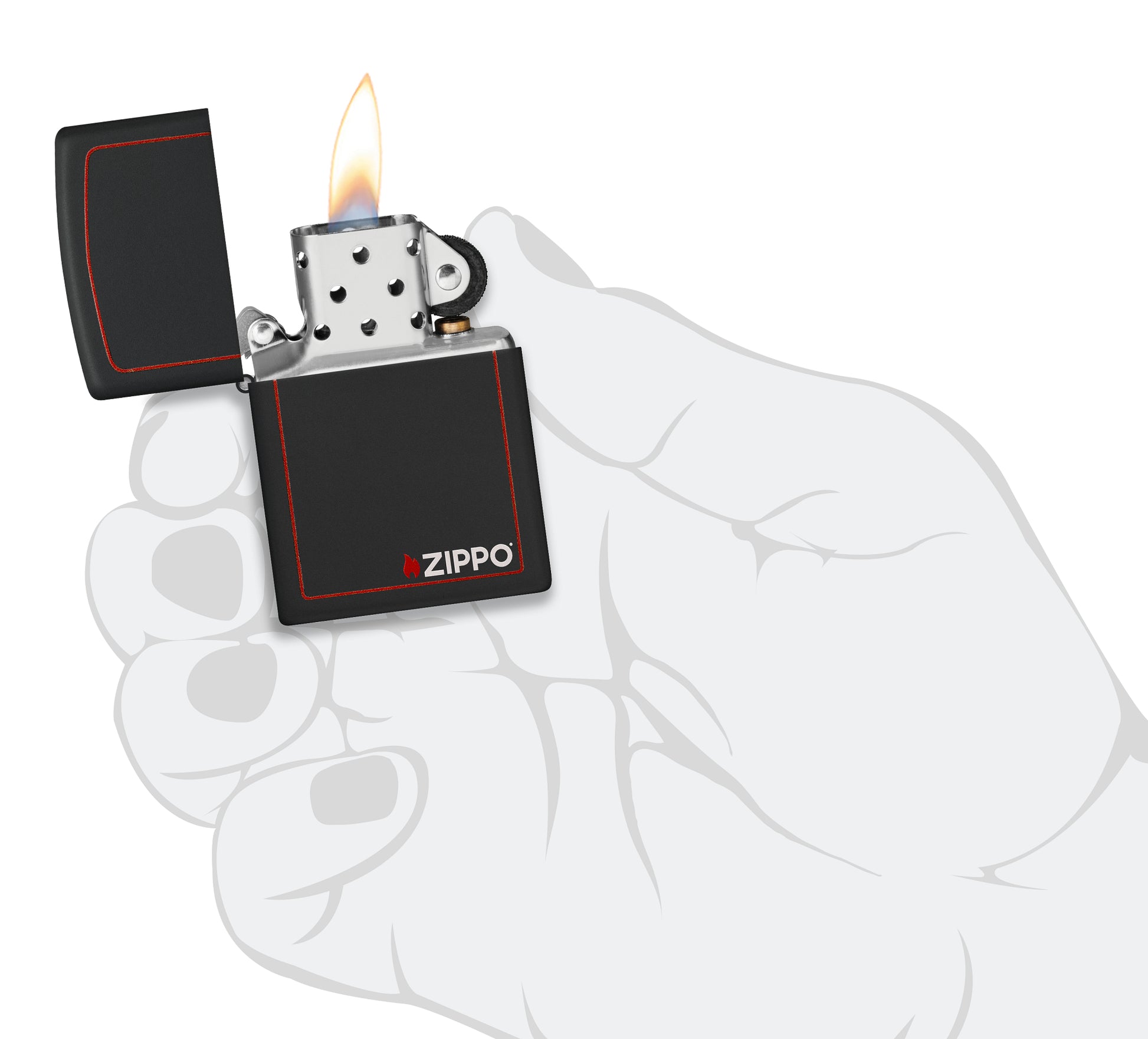 Classic Zippo Logo with Red Border Black Matte Windproof Lighter – Zippo USA