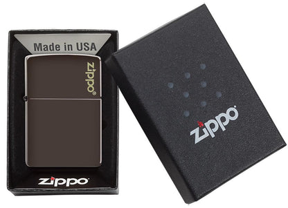Zippo Classic Brown Zippo Logo Windproof Lighter | Made in USA | Shop now at Mjoutdoorsgear UK