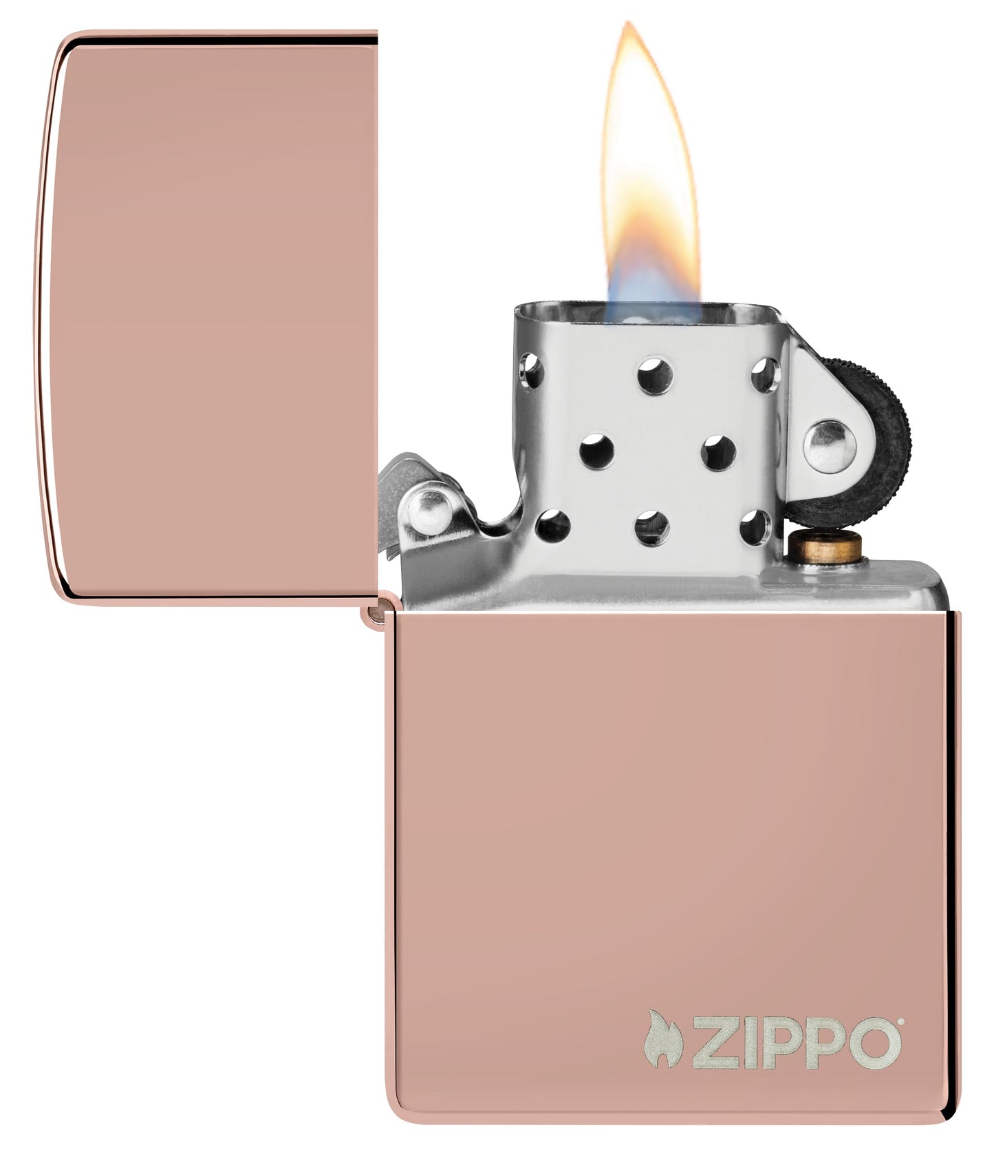 Classic High Polish Rose Gold Zippo Logo