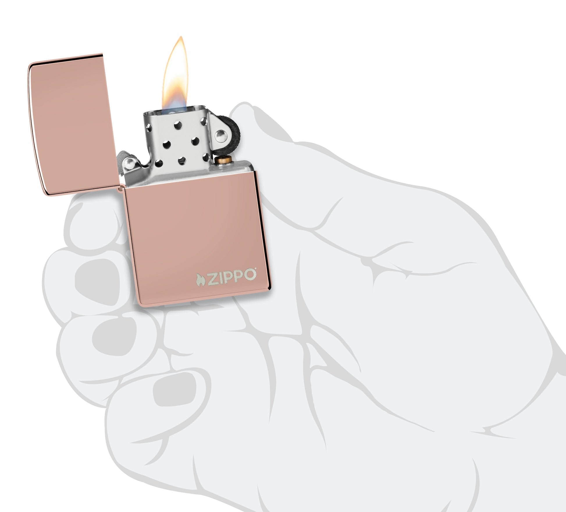 Classic High Polish Rose Gold Zippo Logo