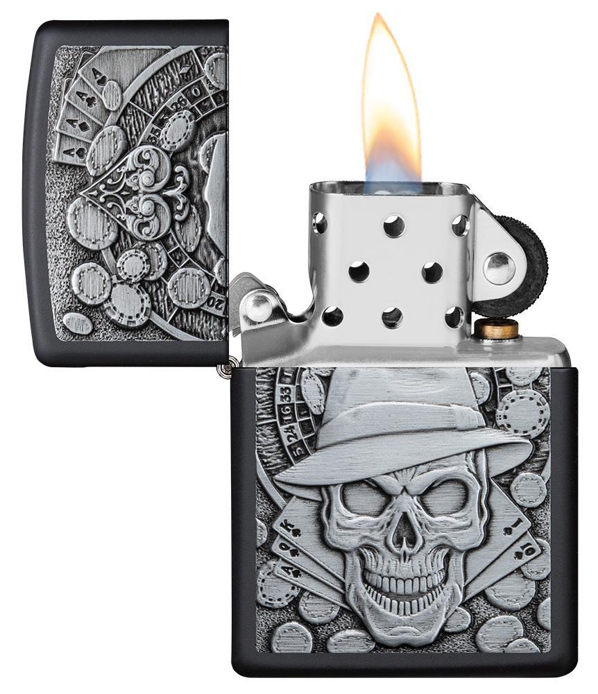 Zippo Windproof Lighter with Gambling Skull Design