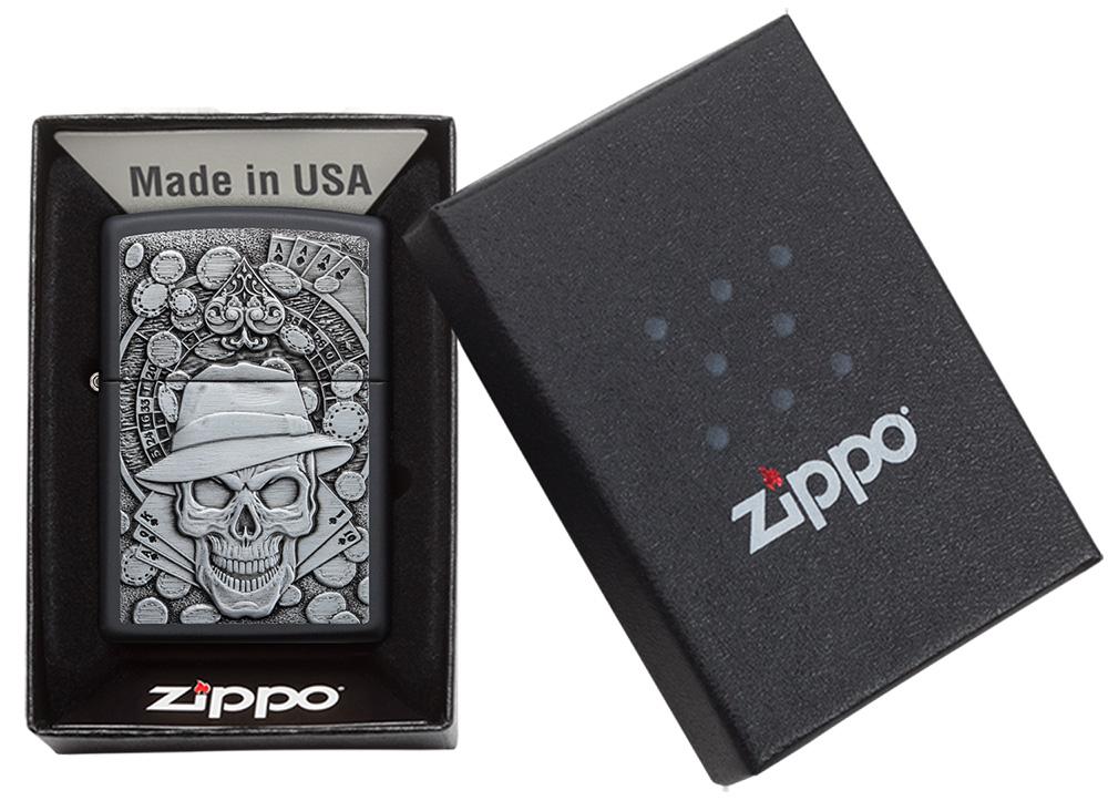 Zippo Windproof Lighter with Gambling Skull Design