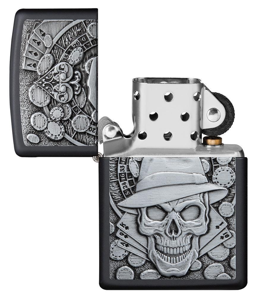 Zippo Windproof Lighter with Gambling Skull Design