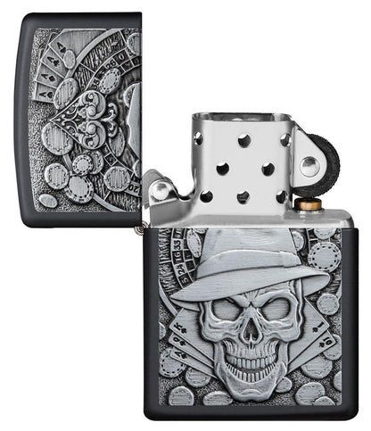 Zippo Windproof Lighter with Gambling Skull Design
