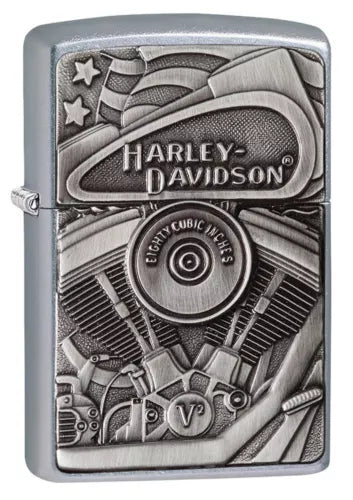 Zippo UK HD Harley Davidson Engine Emblem Street Chrome Windproof Lighter 29266 Shop online at Mjoutdoorsgear