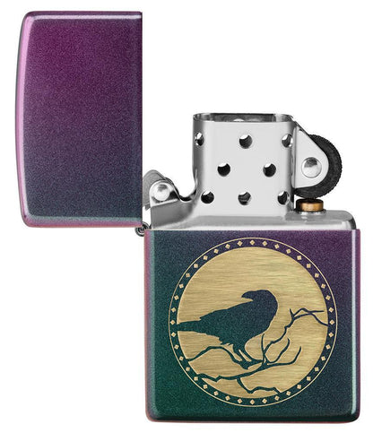 Zippo Laser Engraved Iridescent Raven Windproof Lighter