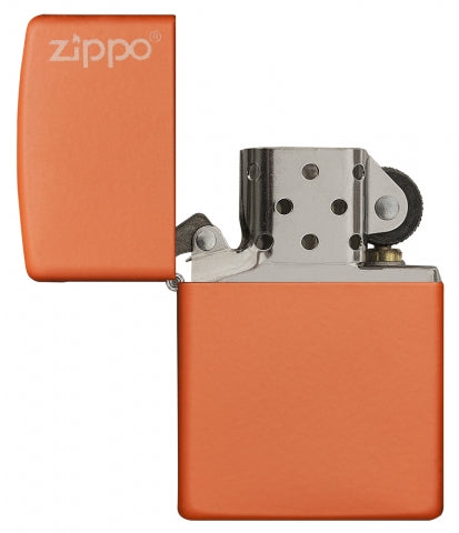 Zippo Orange Matte Windproof Lighter with Zippo Logo – Basic Model