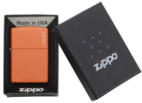 Zippo Orange Matte Windproof Lighter with Zippo Logo – Basic Model