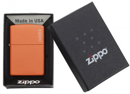 Zippo Orange Matte Windproof Lighter with Zippo Logo – Basic Model