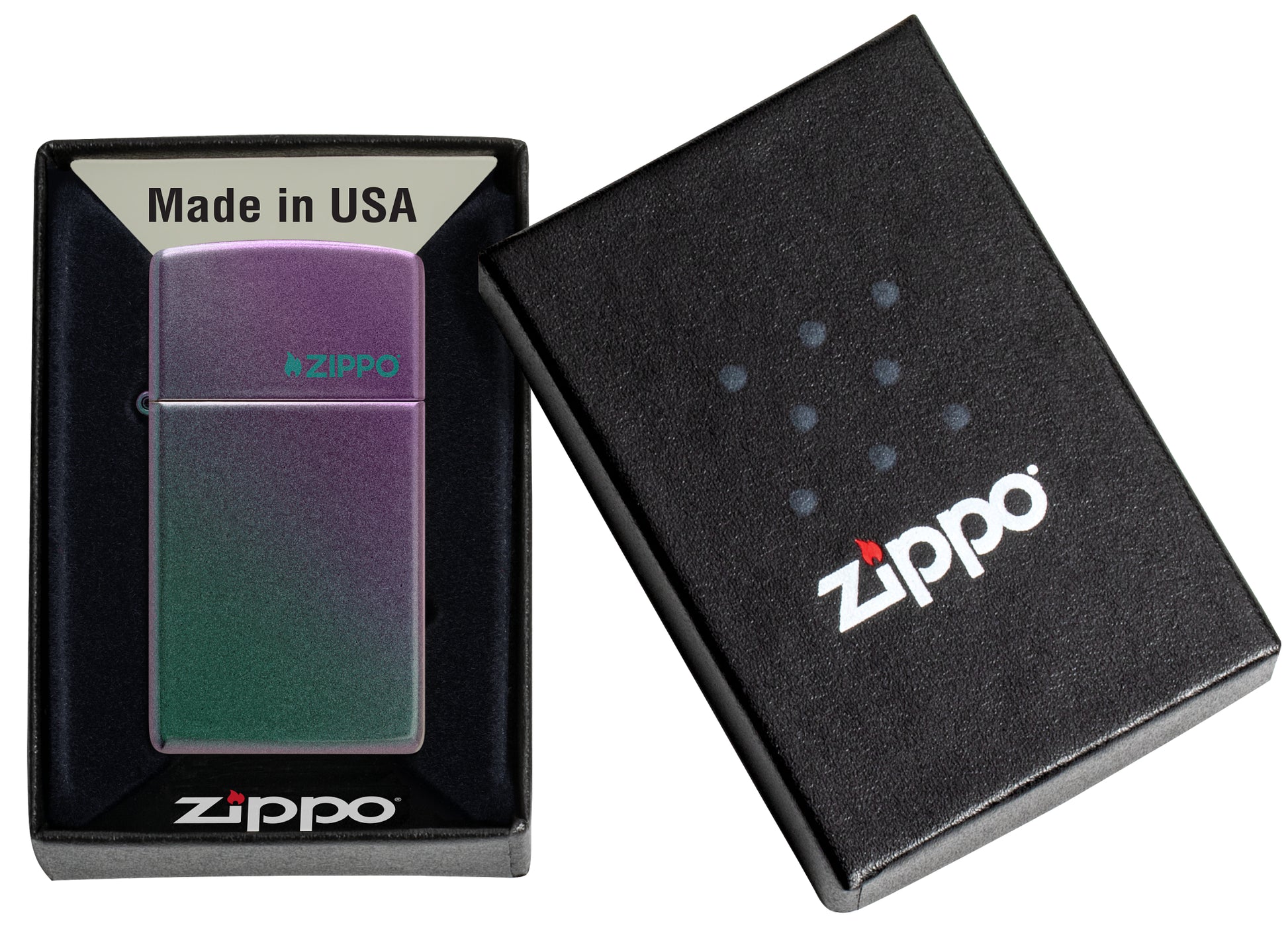 Zippo Slim® Iridescent Zippo Logo Windproof Lighter – Made in USA - Shop now at Mjoutdoorsgear UK