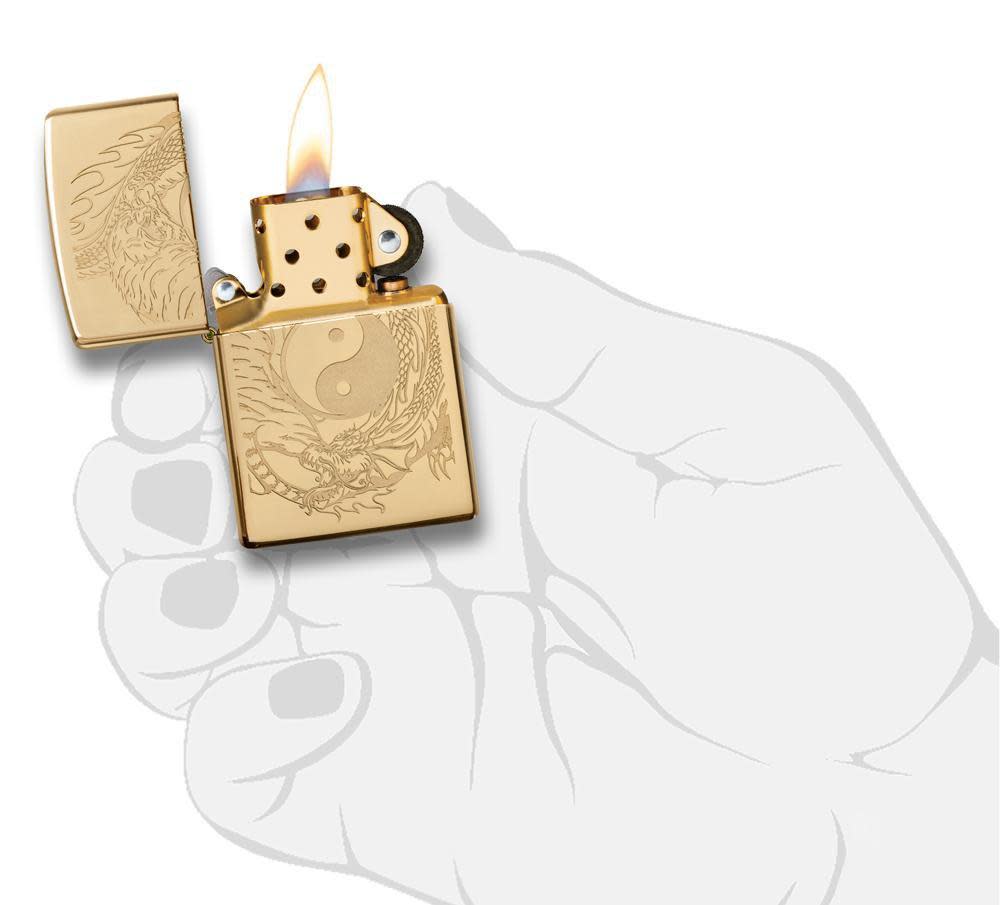High Polish Brass Tiger and Dragon Windproof Lighter – Zippo USA