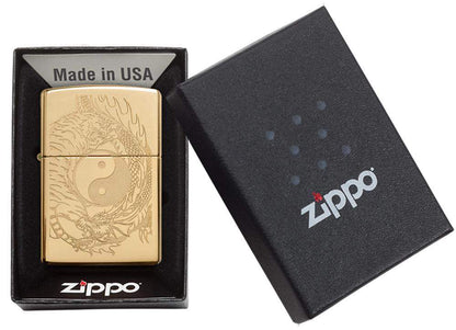 High Polish Brass Tiger and Dragon Windproof Lighter – Zippo USA