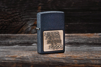 Zippo Brass Logo Emblem Black Crackle® Lighter – Zippo USA